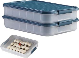 No Brand Caja De Almacenamiento Para 2 Piezas De Dumplings, Apta Para Congelador Y Refrigerador, Con Tapa De Cierre Herm&eacute;tico, Para Muffins Y Postres