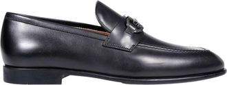 Ferragamo Black Silver Bit Detail Leather Foster Loafers