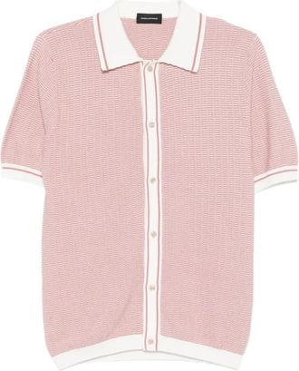 Tagliatore Openwork Polo - Heren - Korte mouwen Overhemden - Roze - M - Katoen - Overhemden