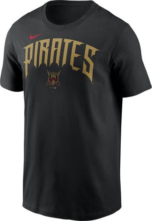 Nike Pittsburgh Pirates City Connect Wordmark Nike Mens MLB T-Shirt in Black | N19900APTB-APT