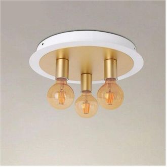 Trade Shop Trade Shop - Copy Of Plafoniera Da Soffitto In Metallo Oro Bianco Con Luce Lampada Attacco E27 32651