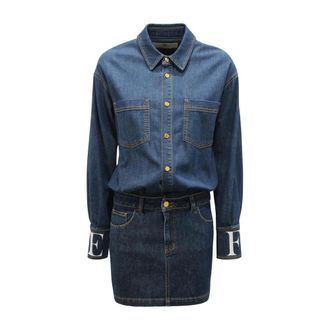 Elisabetta Franchi Shirt Dresses, female, Blue, Size: M Abito WO Dress