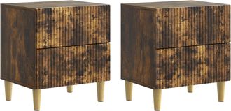 vidaXL Armario De Noche 2 Uds. Roble Ahumado 43 X 34,5 X 48 Cm Vidaxl