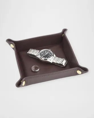 Royce Leather Monogrammed Leather Catchall Valet Tray