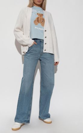 Palm Angels T-shirt With Print, Womens, Light Blue