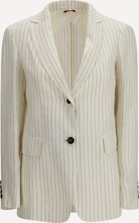Max Mara Blazer monopetto in lino gessato Woman 40