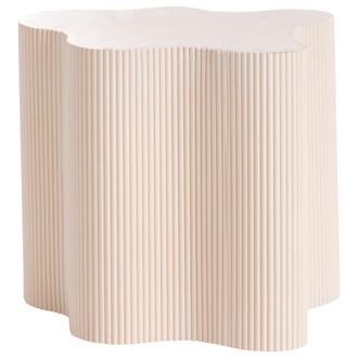 Beliani Mesa Auxiliar Tablero De Mdf Forma Irregular Dise&ntilde;o Acanalado 40 X 50 Cm Blanco Crema Perry