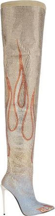Philipp Plein Flame Over-knee Laarzen - Dames - Over de knie laarzen - Beige - 41 EU - Leer - Schoenen