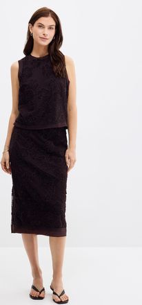 Second Female Womens Daysee chocolate floral tulle skirt