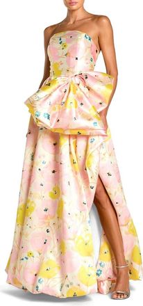 Mac Duggal Mikado Strapless Bubble Hem Ballgown With Bow in Pink Multi at Nordstrom, Size 14