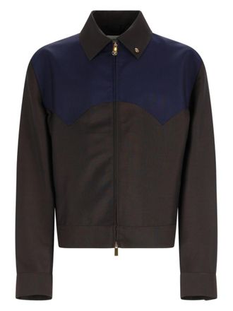 Versace Dark Brown Color Block Jacket