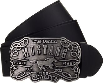 Mustang Lederg&uuml;rtel MUSTANG, Herren, Gr. 11,5, schwarz, Rindsleder, G&uuml;rtel Lederg&uuml;rtel, feine Logopr&auml;gung, Echtleder, aufwendige G&uuml;rtelschnalle