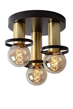 Lucide Lucide - Plafoniera Da Soffitto In Acciaio, 180 W, Colore: Nero Ottone Satinato