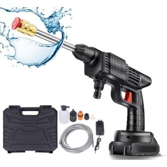 OEM Limpiadora El&eacute;ctrica De Alta Presi&oacute;n De 90 Bares - Port&aacute;til Inal&aacute;mbrica De 18 V - 400 W Con 2 Boquillas - Limpieza De Coches Y Patios -crezuo