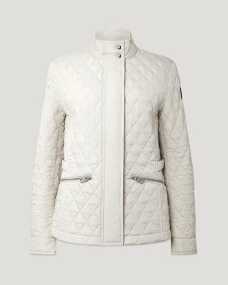 Belstaff Maya Jacket Womens Quilted Recycled Nylon Silver Birch Size UK 10