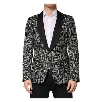Dolce & Gabbana Jassen, Heren, Zwart, S, Wol, Jazz Club Silk Single Breasted Blazer