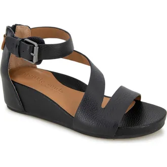 Gentle Souls Gwen Asymmetric Strappy Sandal in Black at Nordstrom, Size 5.5