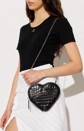 Vivienne Westwood Heart Shoulder Bag, Womens, Black