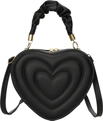 Generic Women Heart Shape Clutch Purse Large Capacity Shoulder Bag Stylish PU Casual Crossbody Handbags Cute with Strap for Shopping Work Daily Use Tote Purse