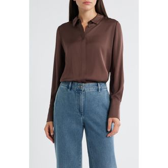 Kobi Halperin Larissa Stretch Silk Blouse in Espresso at Nordstrom, Size X-Large