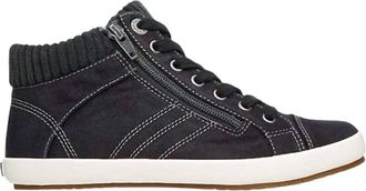 Taos Womens Startup Mid-Top Canvas Sneaker In Black Distressed