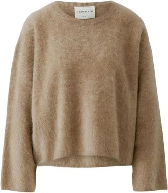 Oui Trui met ronde hals - Dames - Cashmere truien - Beige - S - Kasjmier - Truien & Vesten