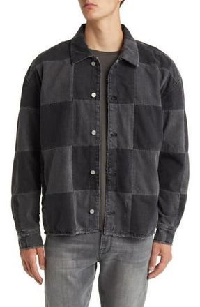 Frame Denim Checkerboard Denim Jacket in Monochrome Washed Noir at Nordstrom Rack, Size X-Small