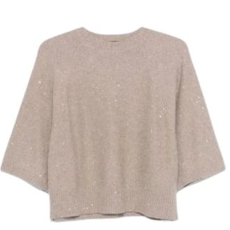 Fabiana Filippi Sequins Wool Jumper - female - Fabiana Filippi - Round-neck Knitwear - Beige - XS - Knitwear