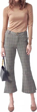 Kancan Plaid Crop Flare Trouser Pants In Brown