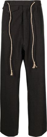 Maison Margiela drawstring-waist wool trousers - men - Wool/Cotton - 48 - Brown