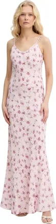 Twinset Kleedjes, Dames, Roze, S, Lange jurk met dunne bandjes en bloemenprint