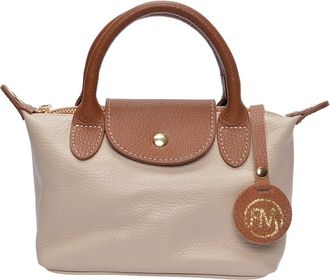 Roberta M Beige Rundleer Tas