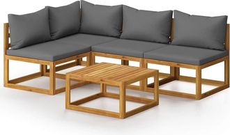 vidaXL Juego De Muebles Jard&iacute;n 5 Pzas Con Cojines Madera Maciza Acacia Vidaxl