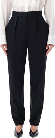 Balmain Womens High-waisted Grain De Poudre Trousers - Black Wool - Size EU 40 (Womens)