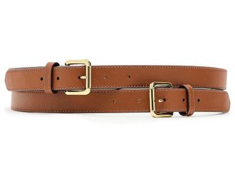 Lauren Ralph Lauren Leather Double-Buckle Stacked Wide Womens Belt Womens Belts Lauren Tan : MD (34 Waist)