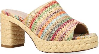 Pelle Moda Capree Espadrille Platform Slide Sandal in Beige Multi at Nordstrom, Size 7