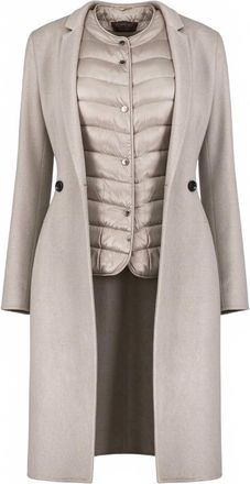 Moorer Womens Button Closure Mid Length Blazer Coat In Almond