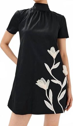 Staud Ilana Mini Dress - Plus In Black With Floral Design