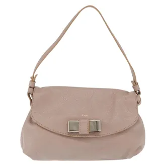 Chlo&eacute; Lily Leather Beige Leather Handbag (Pre-Owned)
