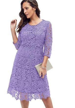 Jessica London Lace Fit & Flare Dress in Vintage Lavender at Nordstrom, Size 18