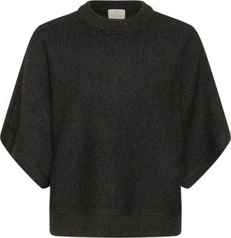 Kaffe KAbarbara Wing SL Pullover - Dames - Ronde hals truien - Grijs - M - Leer - Truien & Vesten