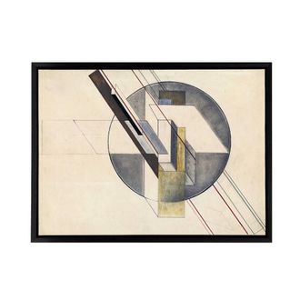 Artery8 Gustav Klucis Construction Framed Canvas Wall Art Print in Beige | Size: W24 x H32