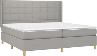 vidaXL Vidaxl - Cama Box Spring Con Colch&oacute;n Tela Y Led Gris Claro 200x200 Cm