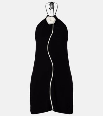 Farm Rio Floral-applique halterneck minidress