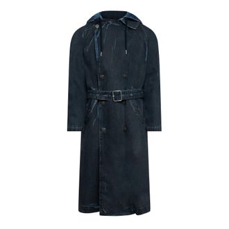 Diesel Mens Matthew Trench Coat in Blue Denim - Size X-Large