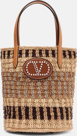 Valentino Garavani VLogo Signature Small raffia bucket bag
