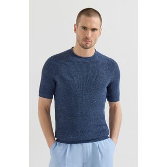 Brunello Cucinelli Linen and cotton T-shirt in Denim at Nordstrom, Size 58 It
