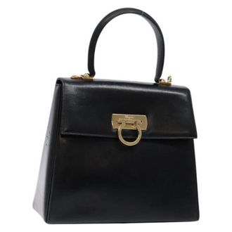 Ferragamo Tweedehands leren handtassen - Dames - Pre-owned - Zwart - Maat: ONE Size Leer