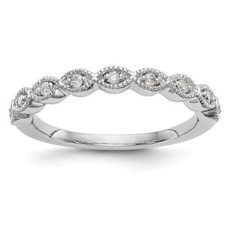 Diamond2Deal 14k White Gold Lab Grown Diamond Wedding Band Ring 0.12Ct Clarity- VS Color- G-H