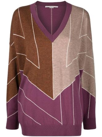 Stella McCartney geometric-jacquard knit jumper - Purple